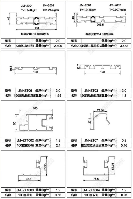 200斷橋重型三軌推拉門(mén)型材